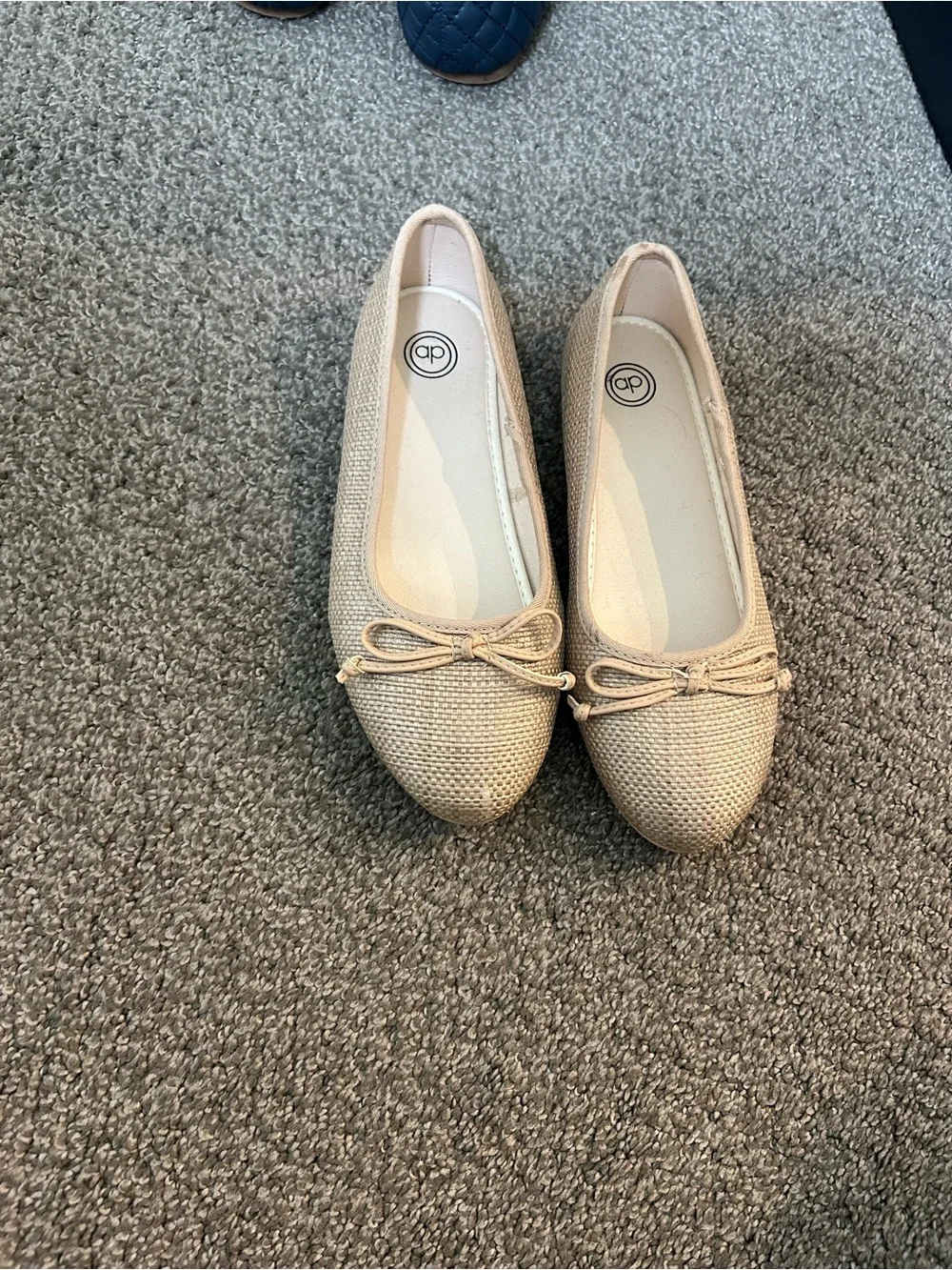 New Beige Woven Ballet Flats - Women